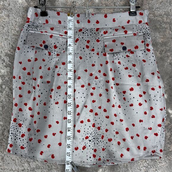 Tulle Sz XS Silver Metallic Floral Poppy Print Mini Skirt Preppy - Picture 2 of 9